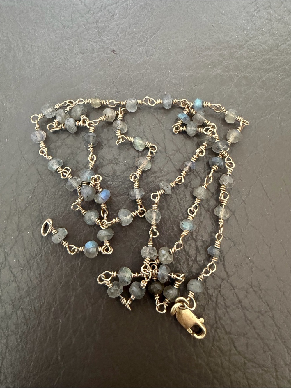 Magical Labradorite Beaded Chain Necklace - Dainty